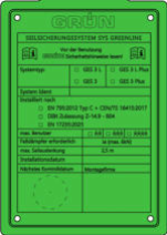 GRÜN SYS GREENLINE TYPENSCHILD